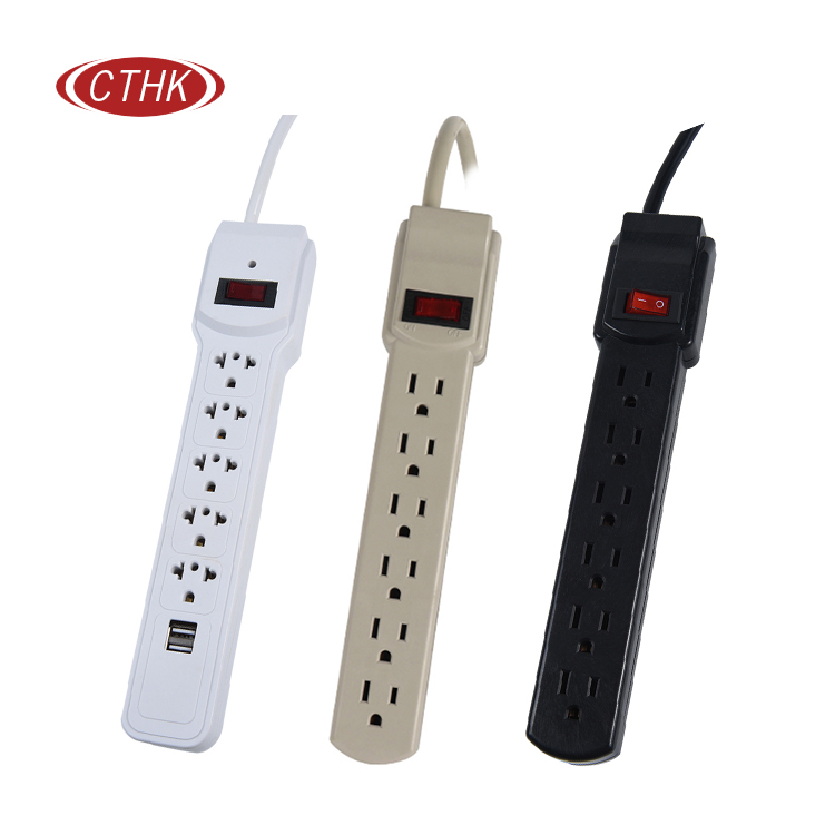 South america wall mount 6 outlets charging metal power strip