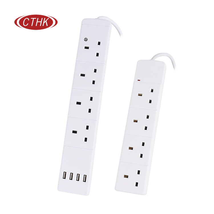 4 AC power sockets 4 USB ports extension cord UK sockets