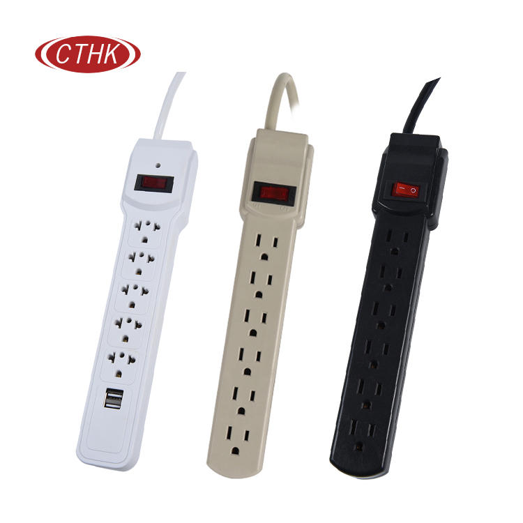 South america wall mount 6 outlets charging metal power strip