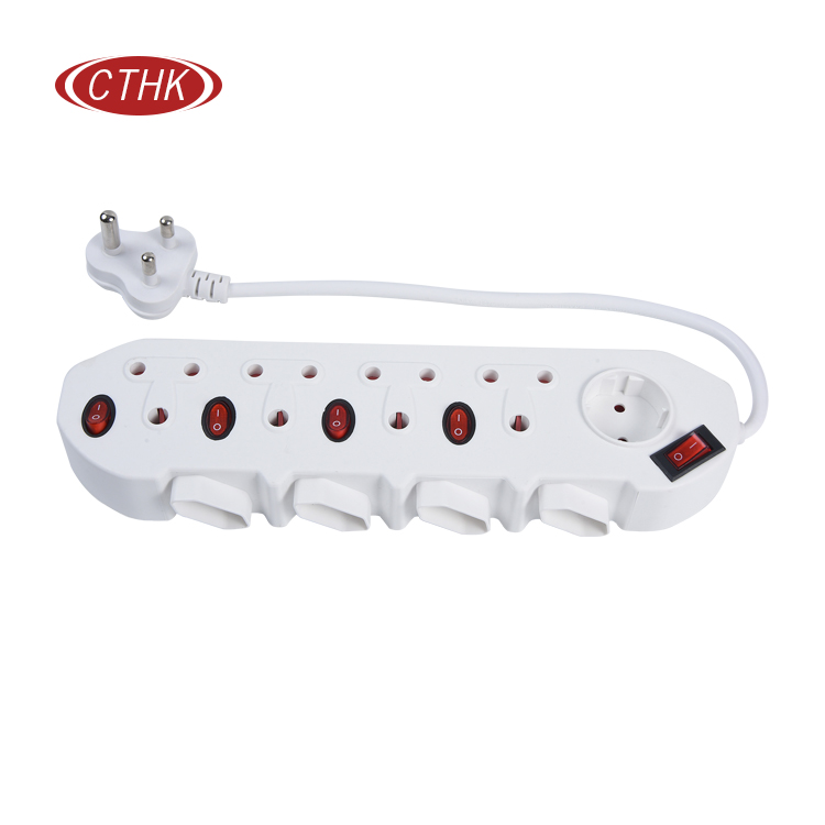 South African Power Strip With Nine Sockets